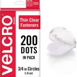 VELCRO Brand Thin Clear Dots with Adhesive | 200Pk | 3/4" Circles | For Crafting School Projects, Home and Office Organization | Low Profile Design